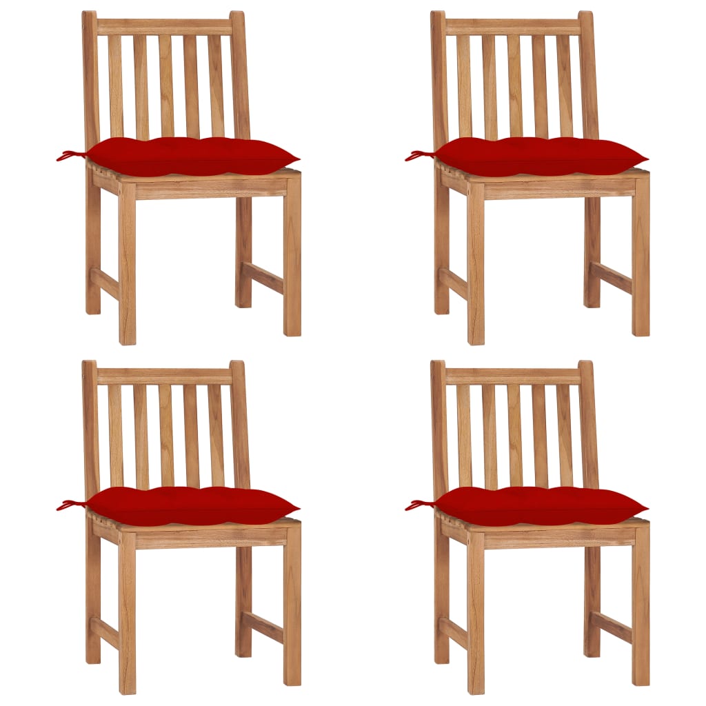 vidaXL 1/2/4/6/8x Solid Wood Teak Patio Chairs with Cushions Multi Colors-43