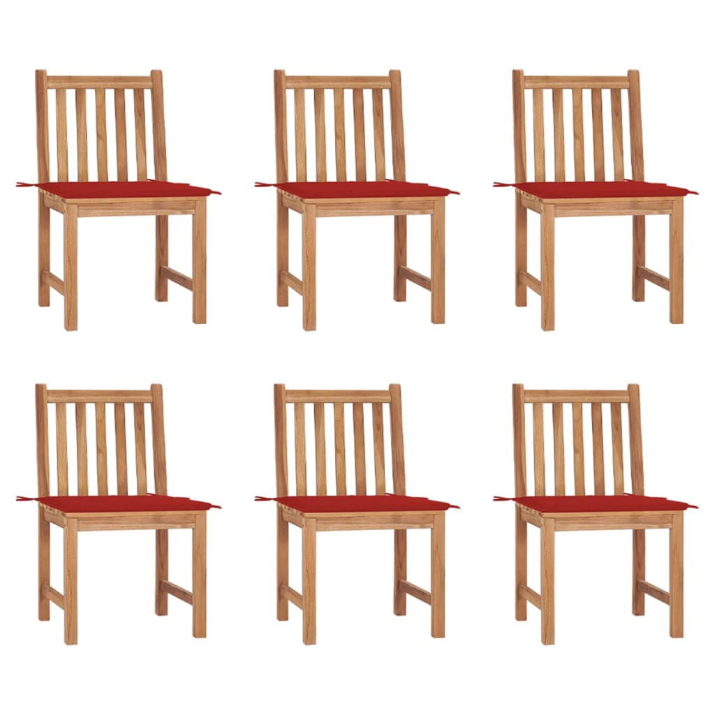 vidaXL 1/2/4/6/8x Solid Wood Teak Patio Chairs with Cushions Multi Colors-10