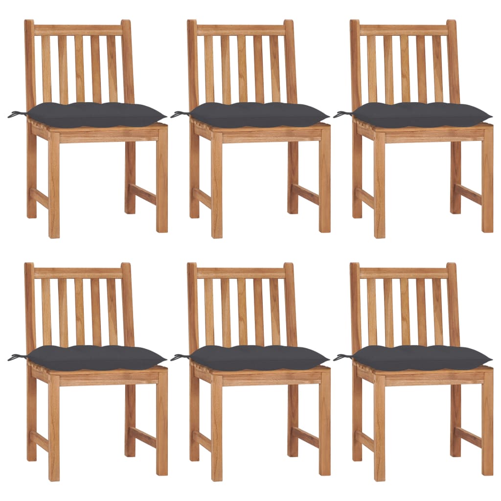 vidaXL 1/2/4/6/8x Solid Wood Teak Patio Chairs with Cushions Multi Colors-35