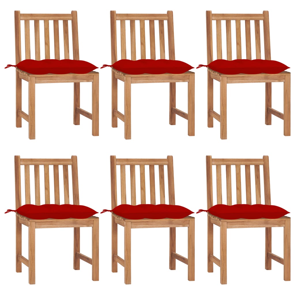 vidaXL 1/2/4/6/8x Solid Wood Teak Patio Chairs with Cushions Multi Colors-12