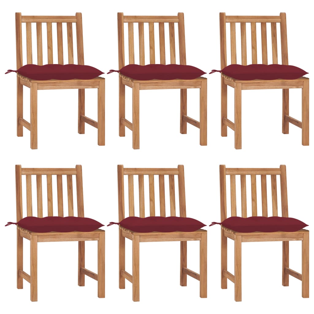 vidaXL 1/2/4/6/8x Solid Wood Teak Patio Chairs with Cushions Multi Colors-63