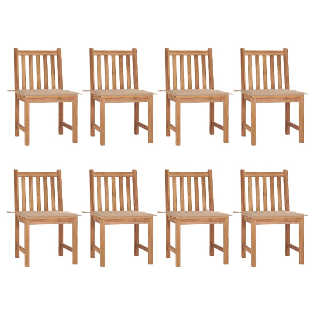vidaXL 1/2/4/6/8x Solid Wood Teak Patio Chairs with Cushions Multi Colors-17