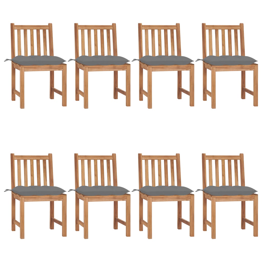 vidaXL 1/2/4/6/8x Solid Wood Teak Patio Chairs with Cushions Multi Colors-50