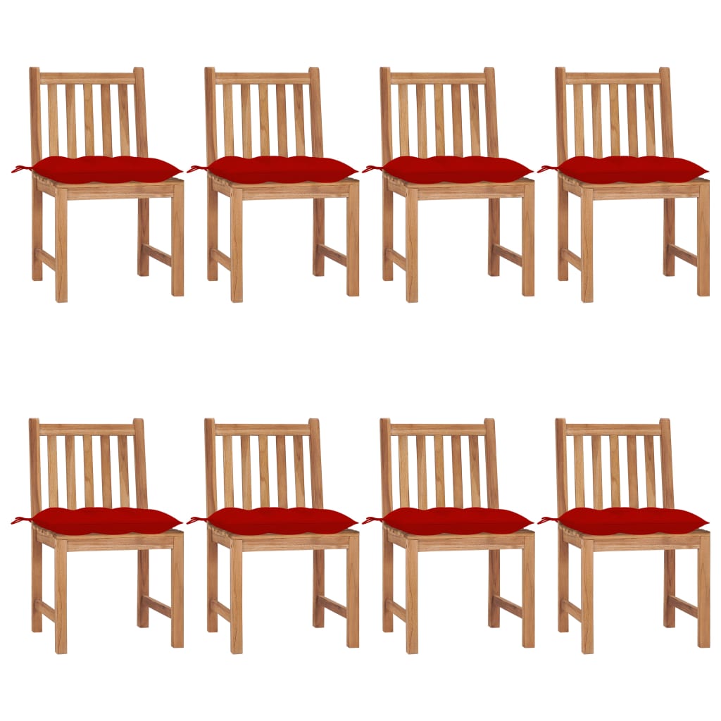 vidaXL 1/2/4/6/8x Solid Wood Teak Patio Chairs with Cushions Multi Colors-16