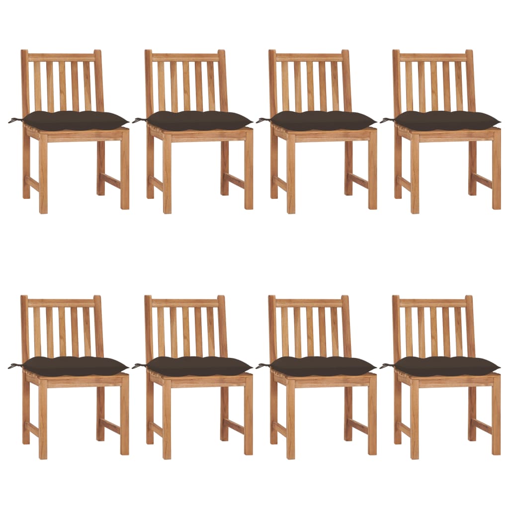 vidaXL 1/2/4/6/8x Solid Wood Teak Patio Chairs with Cushions Multi Colors-36