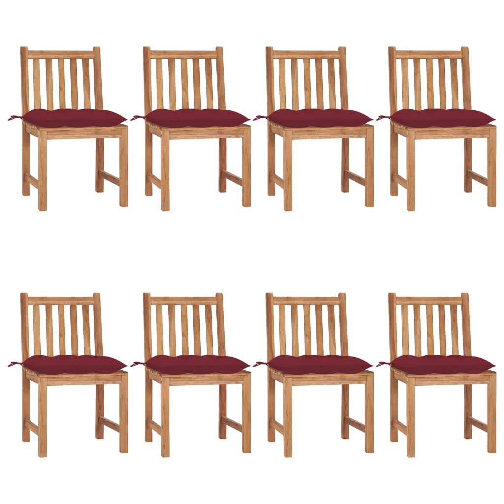 vidaXL 1/2/4/6/8x Solid Wood Teak Patio Chairs with Cushions Multi Colors-32