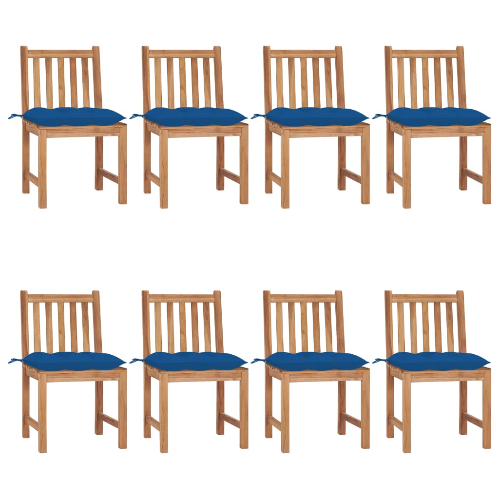 vidaXL 1/2/4/6/8x Solid Wood Teak Patio Chairs with Cushions Multi Colors-3