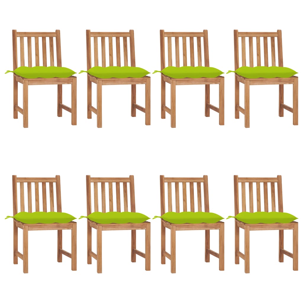 vidaXL 1/2/4/6/8x Solid Wood Teak Patio Chairs with Cushions Multi Colors-56
