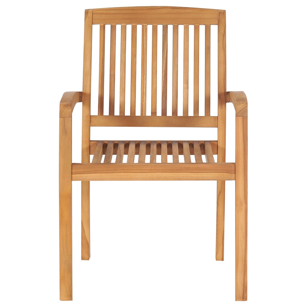 vidaXL 1/2x Solid Teak Wood Stacking Garden Dining Chair Patio Lounge Seating-8