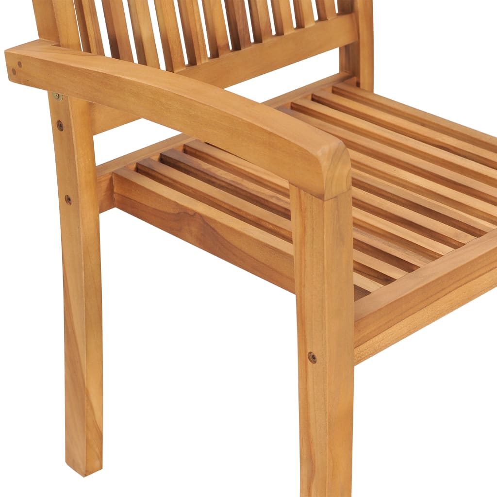 vidaXL 1/2x Solid Teak Wood Stacking Garden Dining Chair Patio Lounge Seating-19