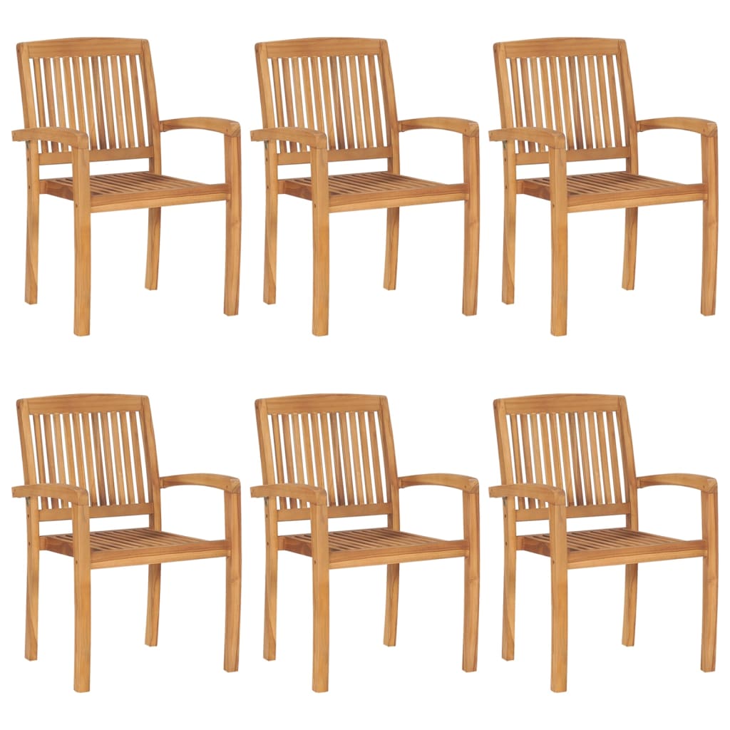 vidaXL 1/2x Solid Teak Wood Stacking Garden Dining Chair Patio Lounge Seating-10