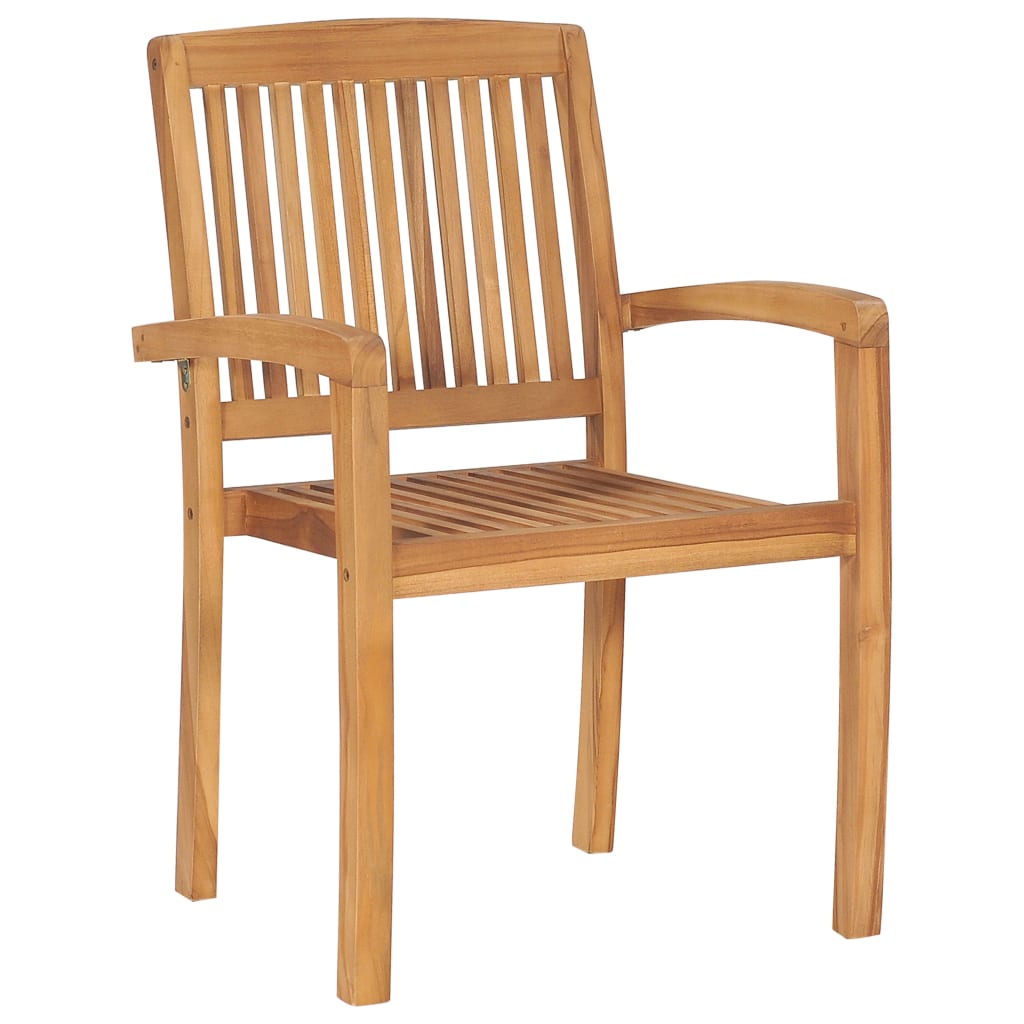vidaXL 1/2x Solid Teak Wood Stacking Garden Dining Chair Patio Lounge Seating-18
