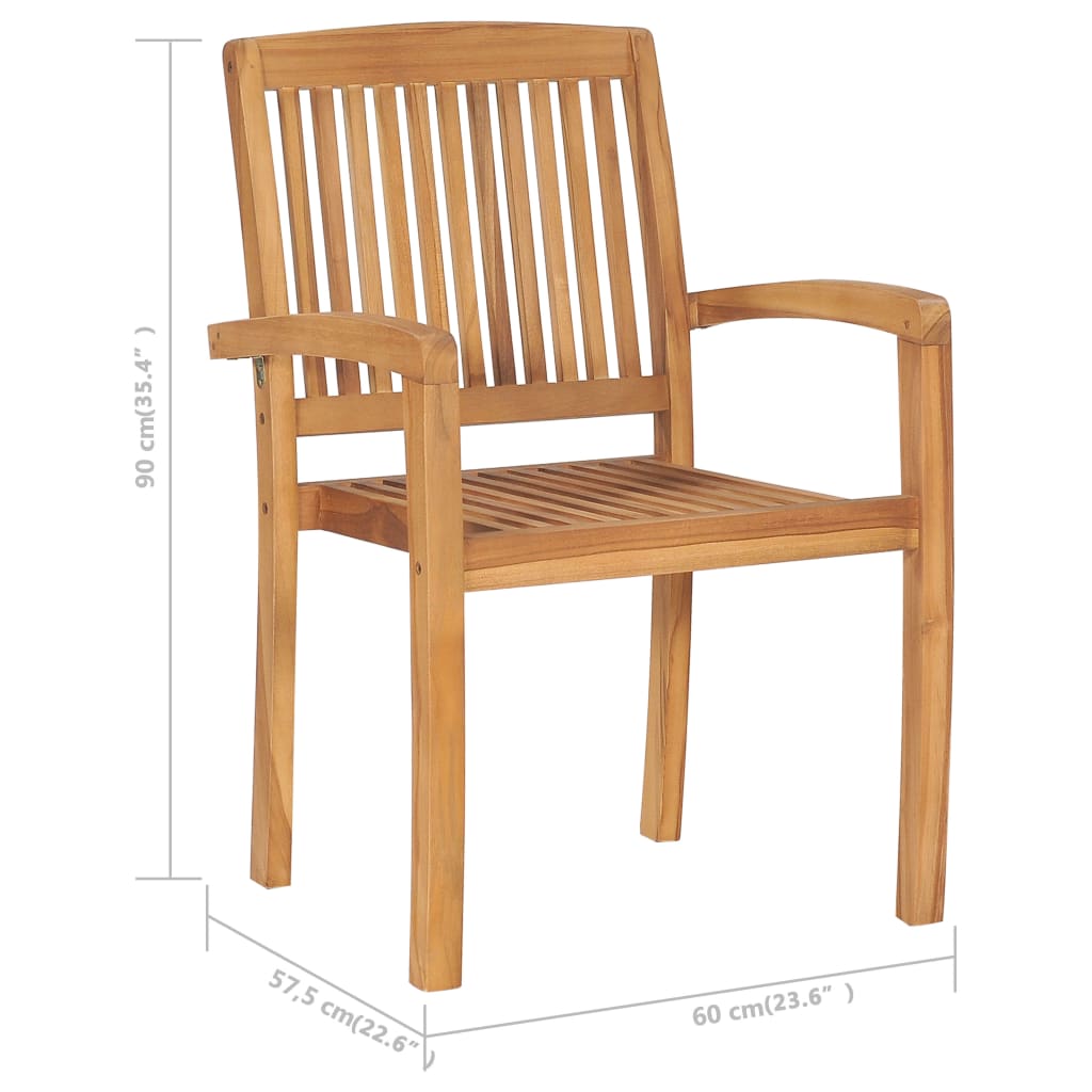 vidaXL 2/4/6/8x Solid Wood Teak Patio Chairs with Cushions Seat Multi Colors-53