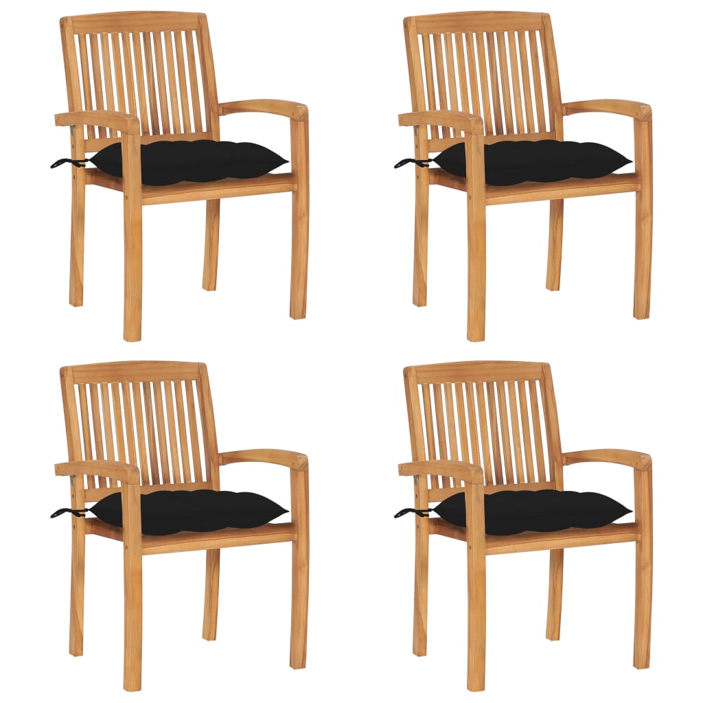 vidaXL 2/4/6/8x Solid Wood Teak Patio Chairs with Cushions Seat Multi Colors-29