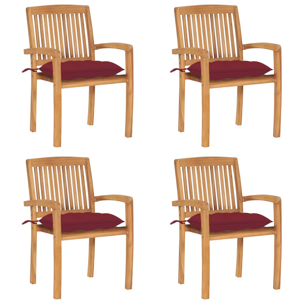 vidaXL 2/4/6/8x Solid Wood Teak Patio Chairs with Cushions Seat Multi Colors-68