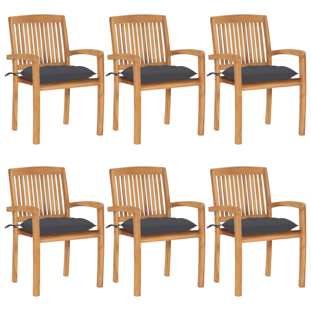 vidaXL 2/4/6/8x Solid Wood Teak Patio Chairs with Cushions Seat Multi Colors-60