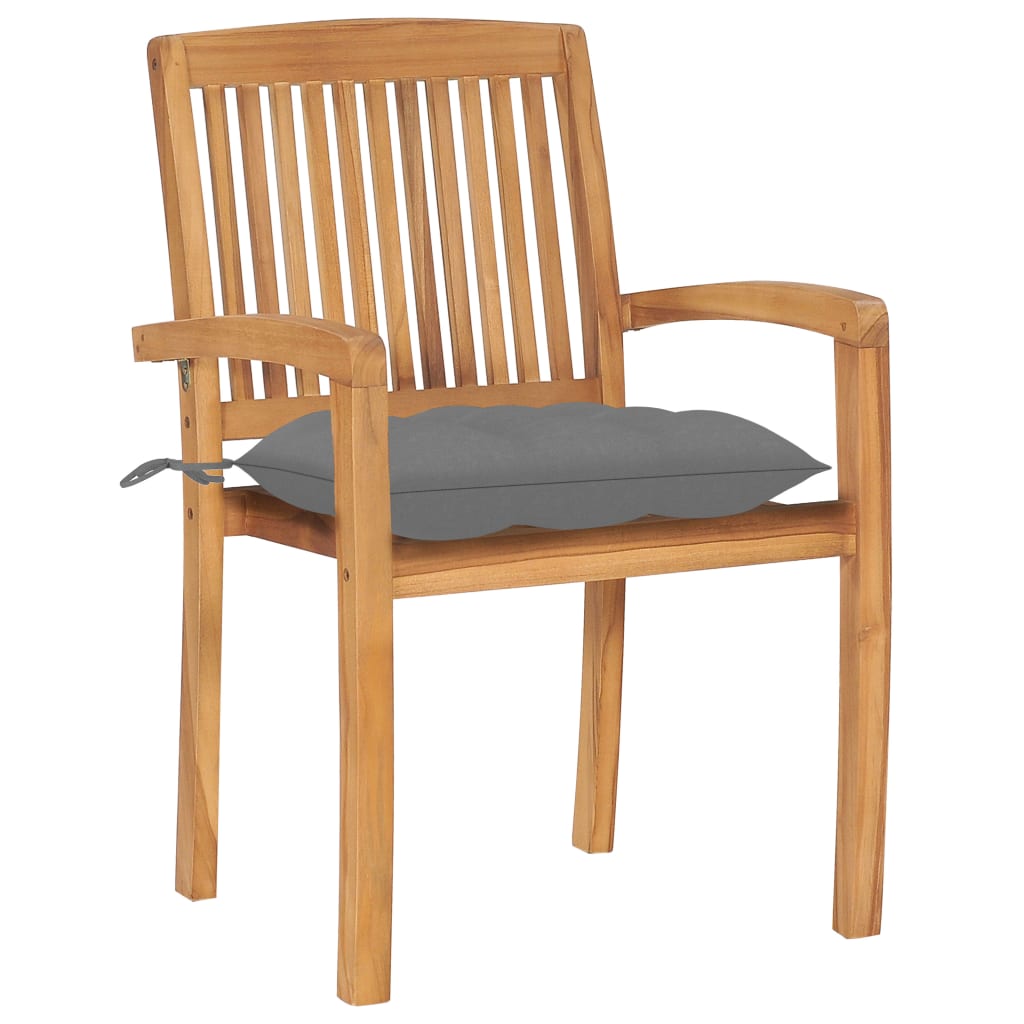 vidaXL 2/4/6/8x Solid Wood Teak Patio Chairs with Cushions Seat Multi Colors-16