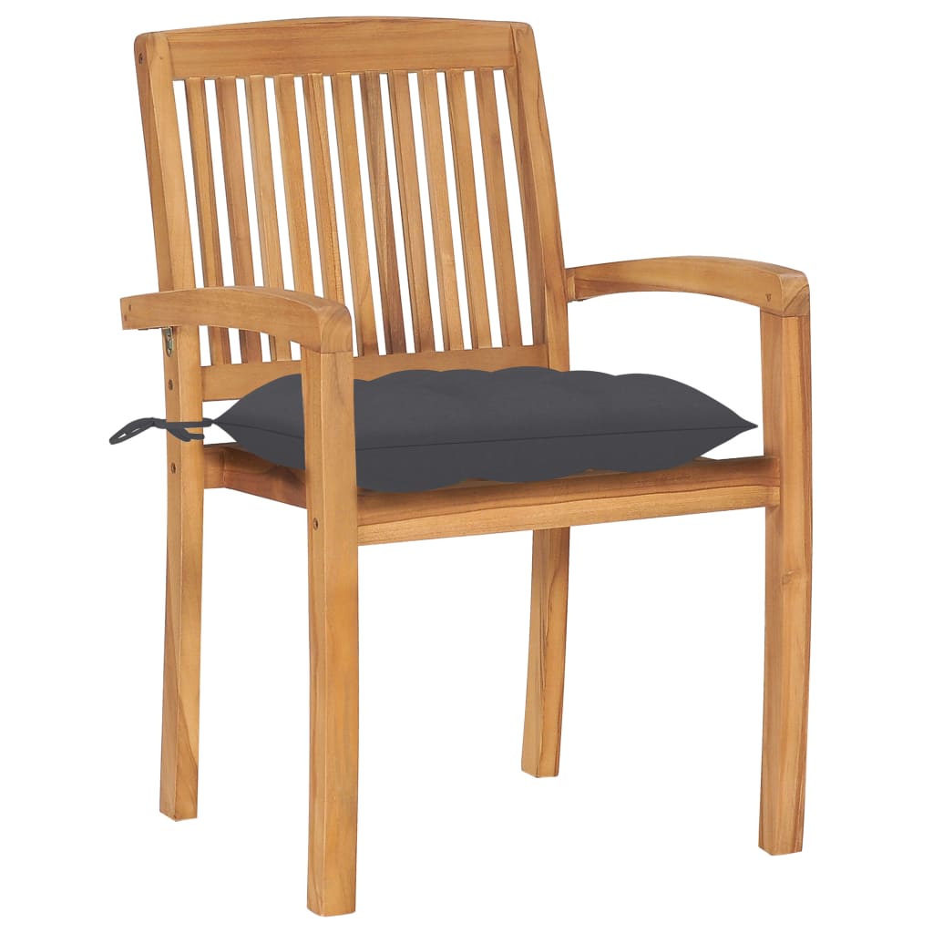 vidaXL 2/4/6/8x Solid Wood Teak Patio Chairs with Cushions Seat Multi Colors-58