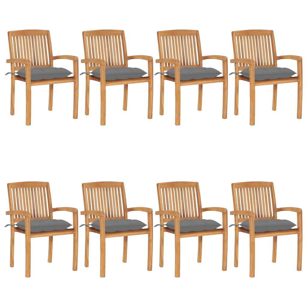 vidaXL 2/4/6/8x Solid Wood Teak Patio Chairs with Cushions Seat Multi Colors-67