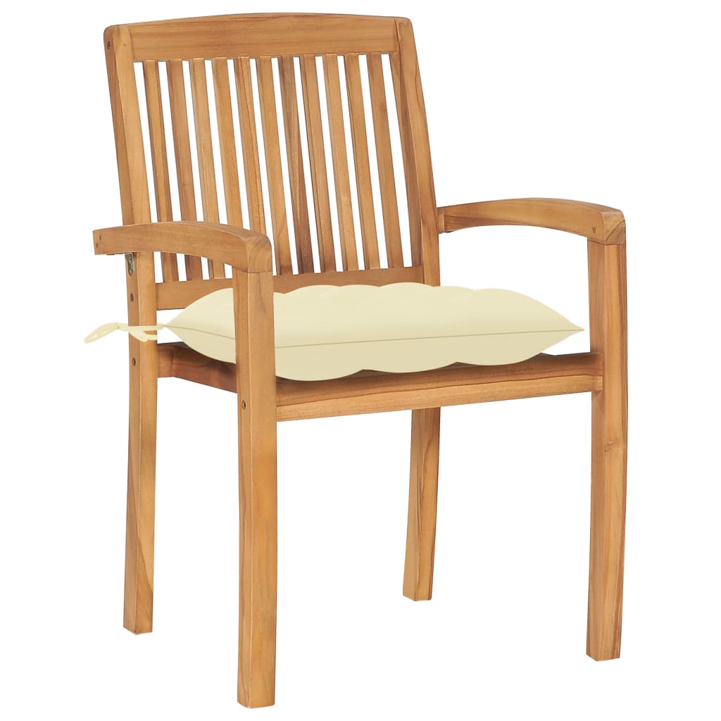vidaXL 2/4/6/8x Solid Wood Teak Patio Chairs with Cushions Seat Multi Colors-94