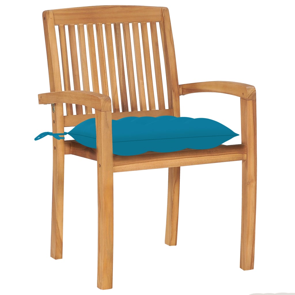 vidaXL 2/4/6/8x Solid Wood Teak Patio Chairs with Cushions Seat Multi Colors-17