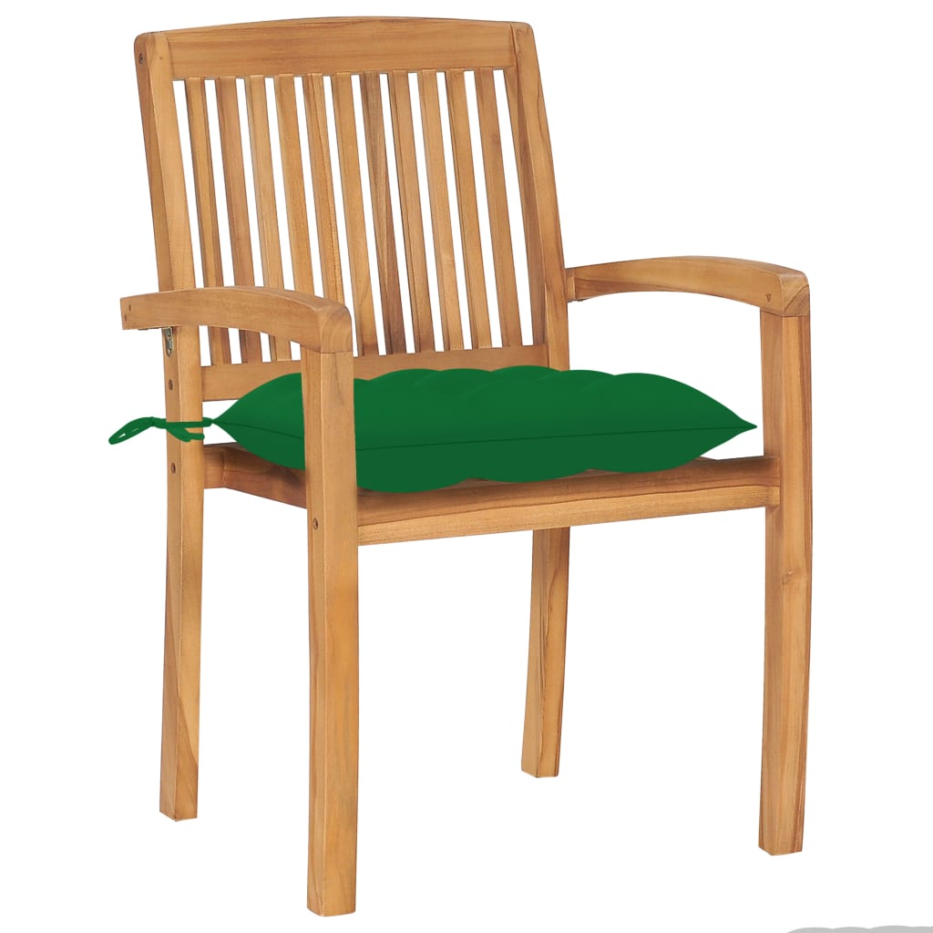 vidaXL 2/4/6/8x Solid Wood Teak Patio Chairs with Cushions Seat Multi Colors-11