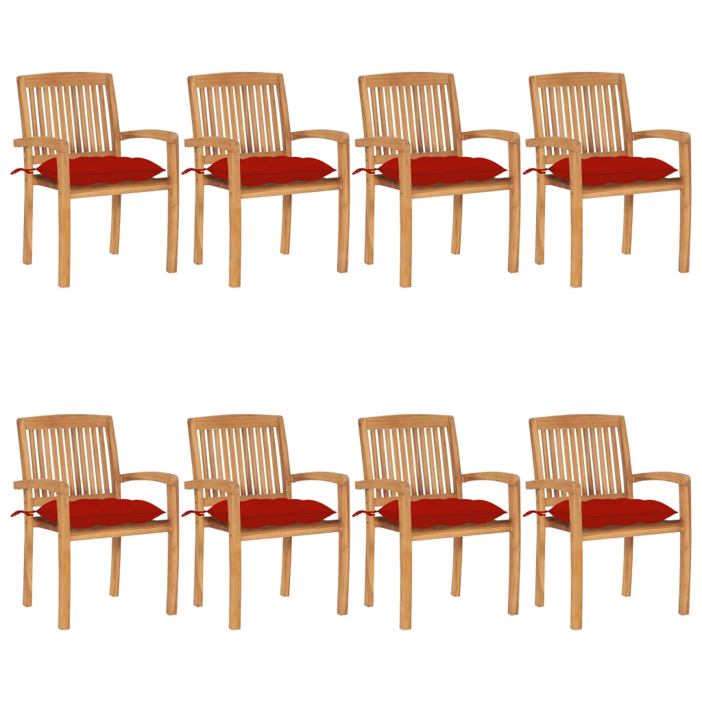 vidaXL 2/4/6/8x Solid Wood Teak Patio Chairs with Cushions Seat Multi Colors-27