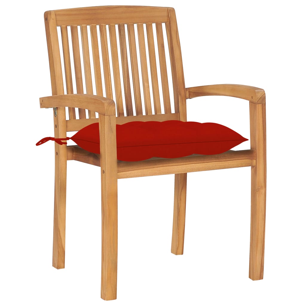 vidaXL 2/4/6/8x Solid Wood Teak Patio Chairs with Cushions Seat Multi Colors-37