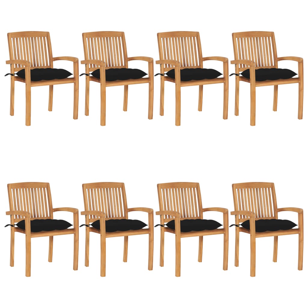 vidaXL 2/4/6/8x Solid Wood Teak Patio Chairs with Cushions Seat Multi Colors-47