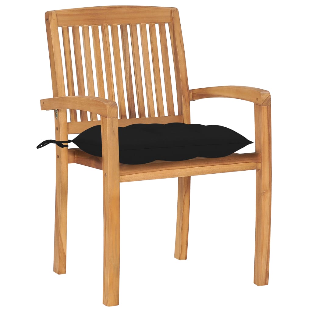 vidaXL 2/4/6/8x Solid Wood Teak Patio Chairs with Cushions Seat Multi Colors-57