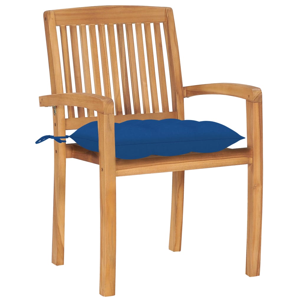 vidaXL 2/4/6/8x Solid Wood Teak Patio Chairs with Cushions Seat Multi Colors-12