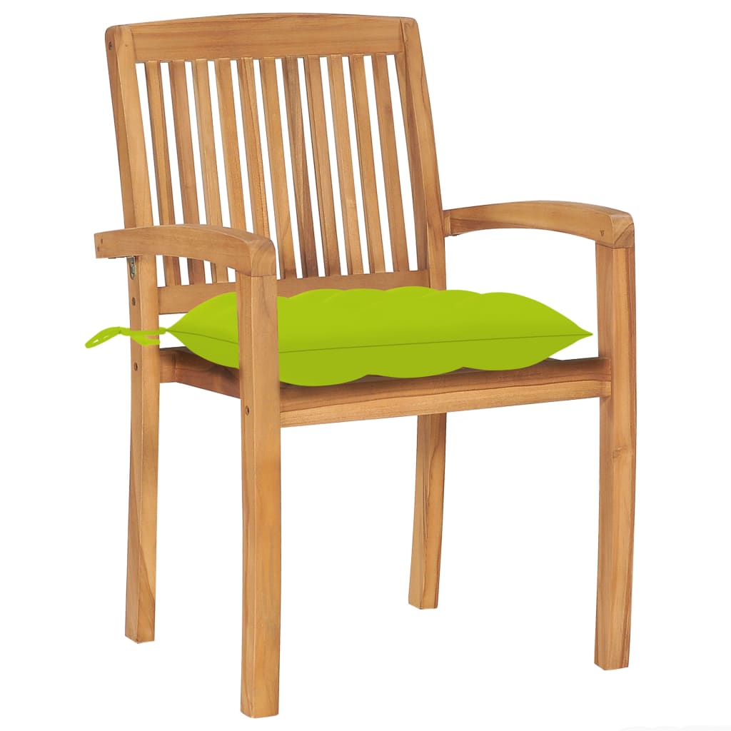 vidaXL 2/4/6/8x Solid Wood Teak Patio Chairs with Cushions Seat Multi Colors-32