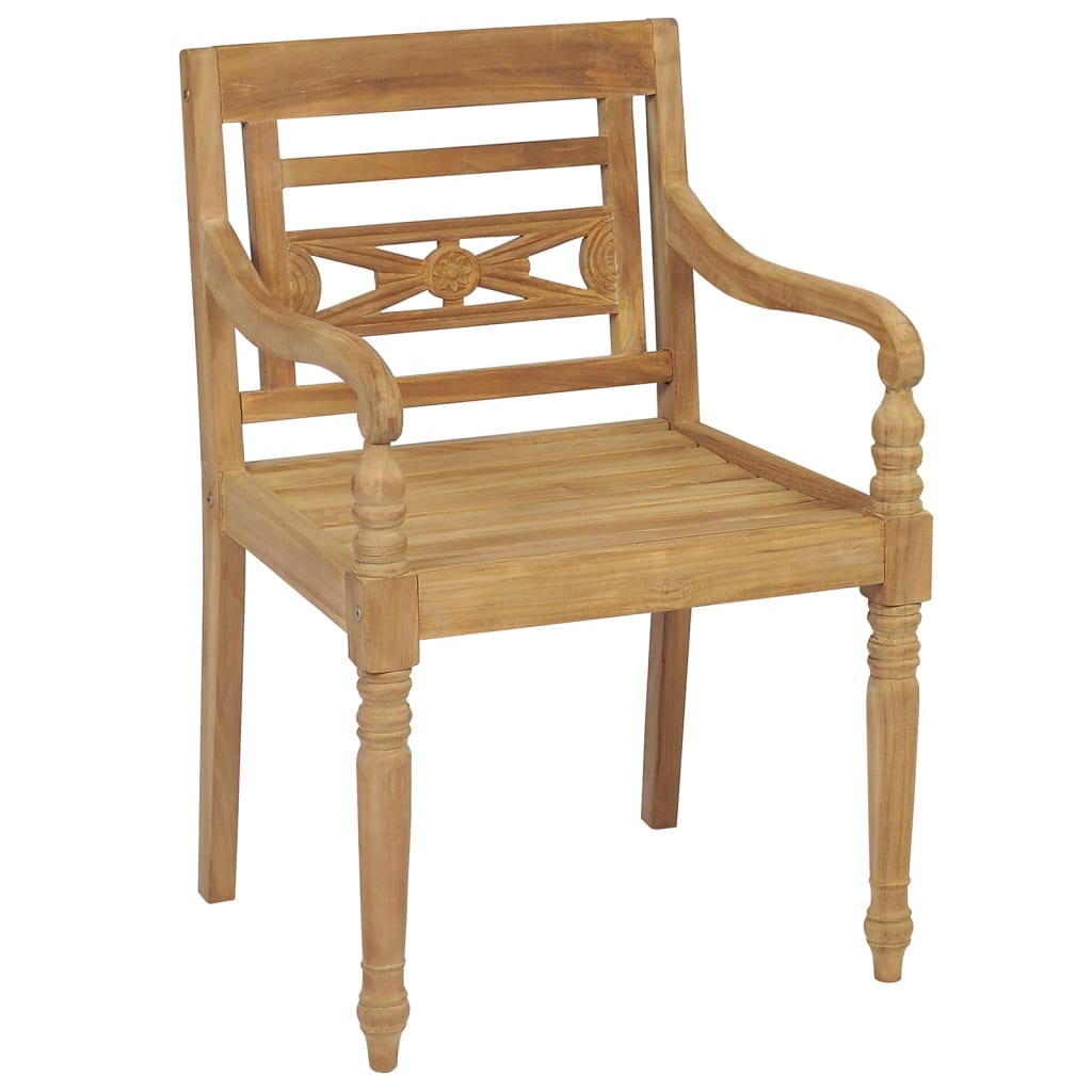vidaXL Batavia Chairs Patio Garden Lounge Chair with Cushions Solid Wood Teak-60