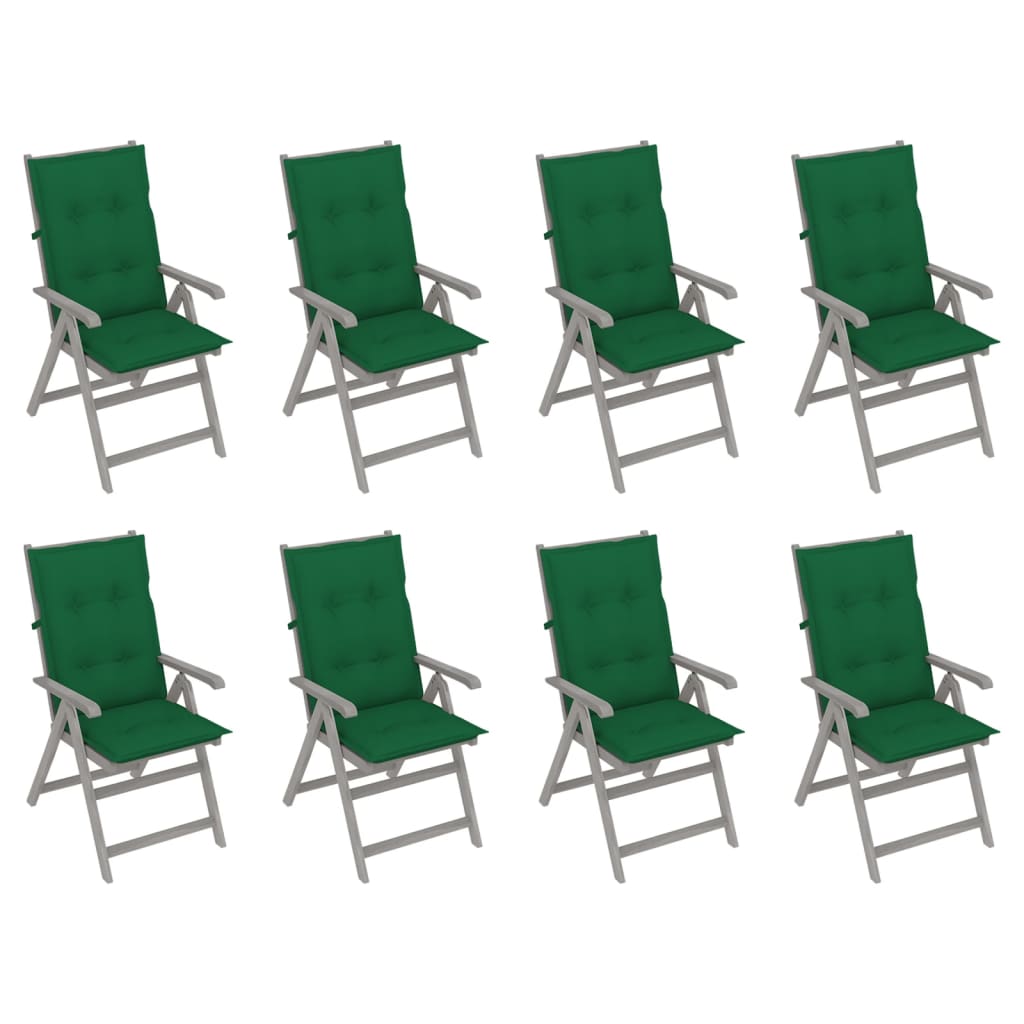 vidaXL Outdoor Recliner Chairs Patio Chair with Cushions Solid Wood Acacia-65