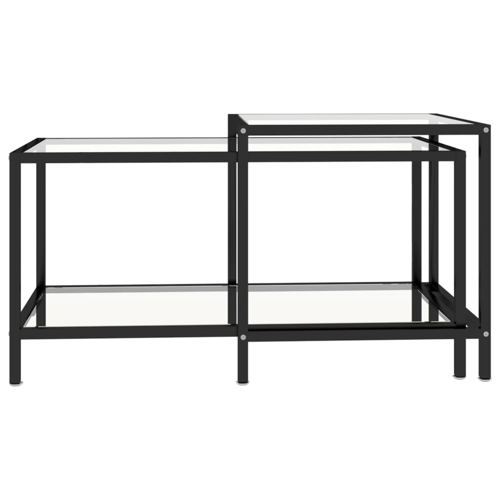 vidaXL Tea Tables Accent Coffee Side Table 2 Pcs Tempered Glass Transparent-10