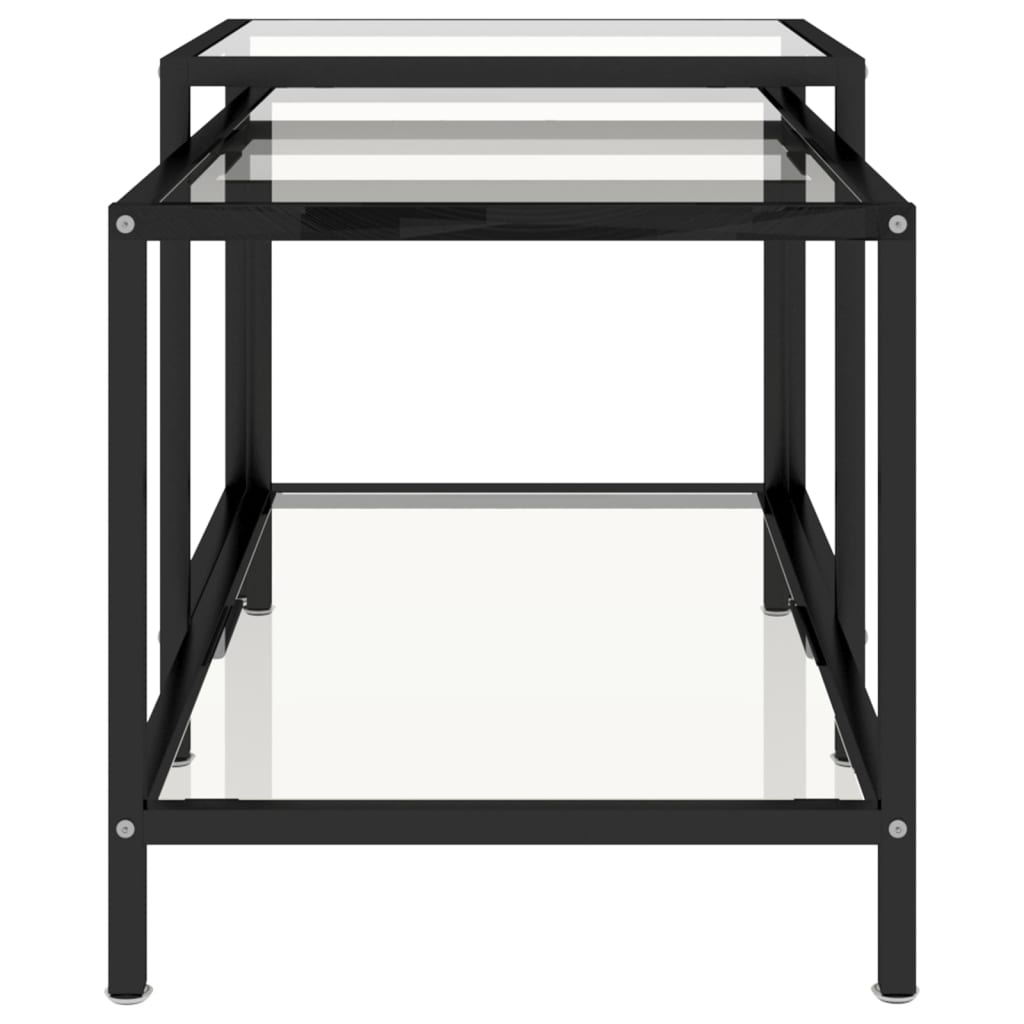 vidaXL Tea Tables Accent Coffee Side Table 2 Pcs Tempered Glass Transparent-12