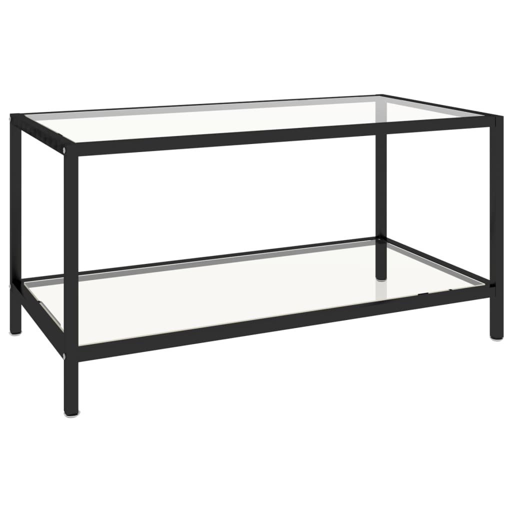 vidaXL Tea Tables Accent Coffee Side Table 2 Pcs Tempered Glass Transparent-14