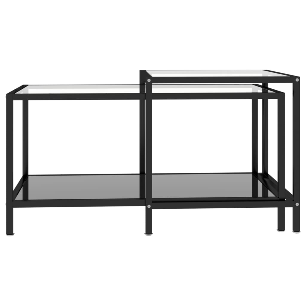 vidaXL Tea Tables Accent Coffee Side Table 2 Pcs Tempered Glass Transparent-5