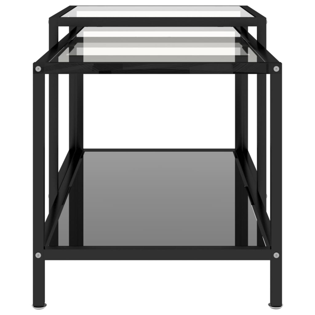 vidaXL Tea Tables Accent Coffee Side Table 2 Pcs Tempered Glass Transparent-7