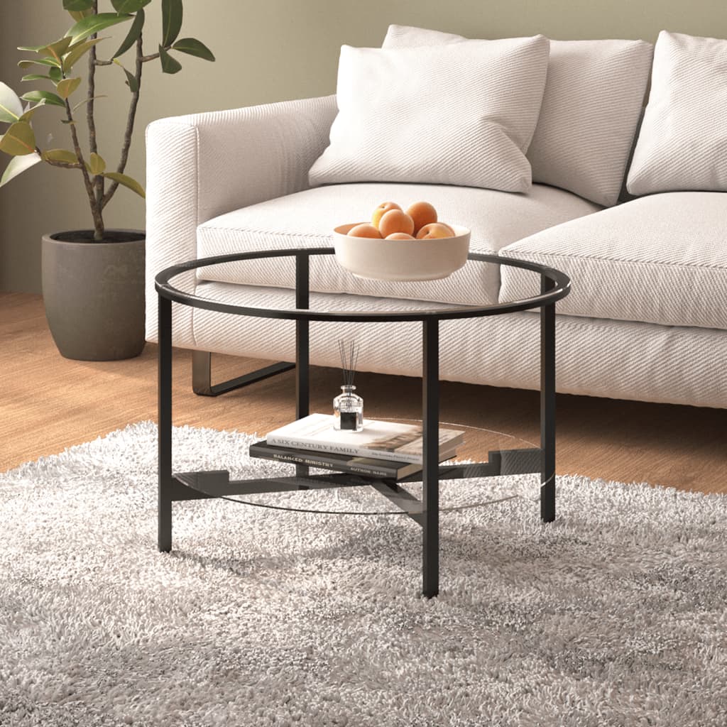 vidaXL Tea Table Accent Coffee Side End Table and Transparent Tempered Glass-12