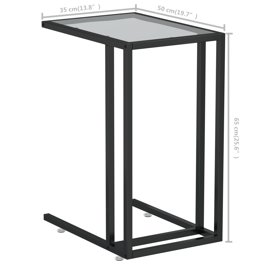 vidaXL Computer Side Table Accent C Shaped End Table Marble Tempered Glass-22