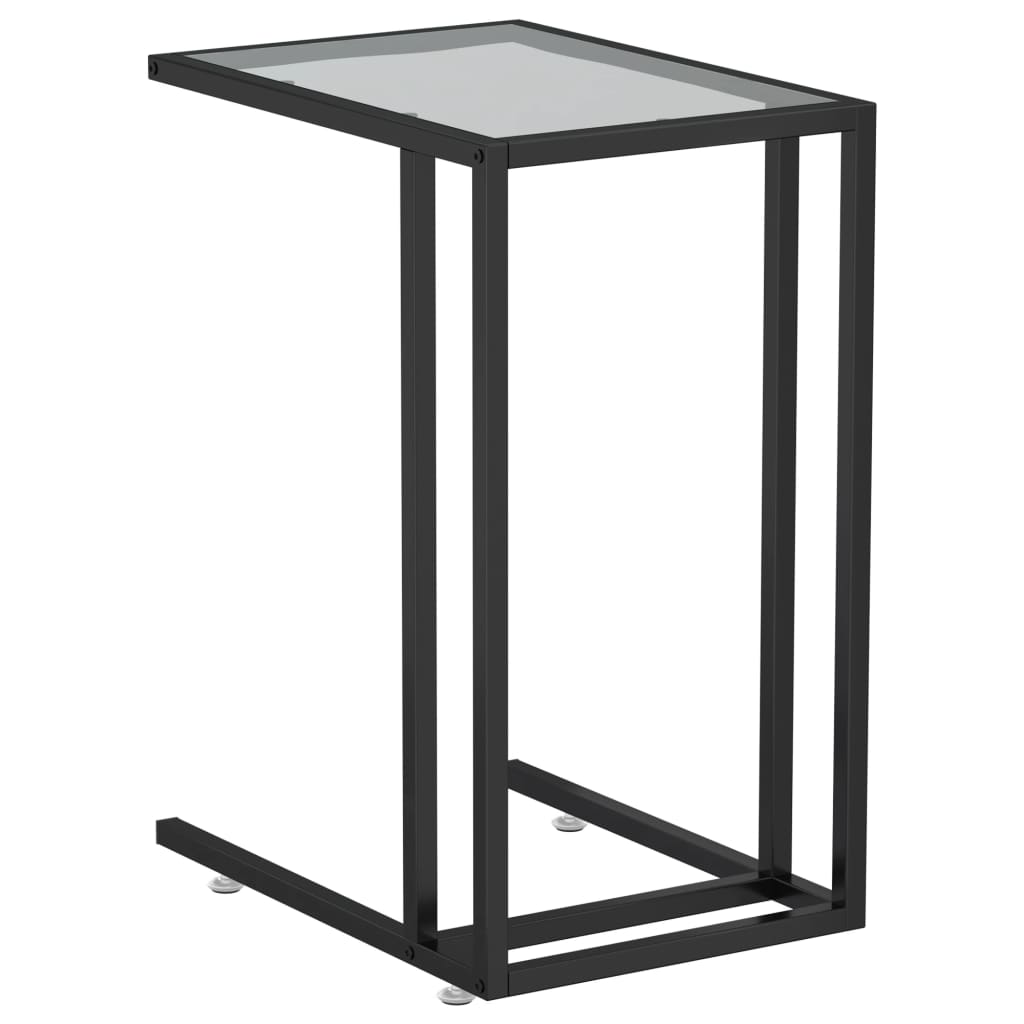 vidaXL Computer Side Table Accent C Shaped End Table Marble Tempered Glass-0