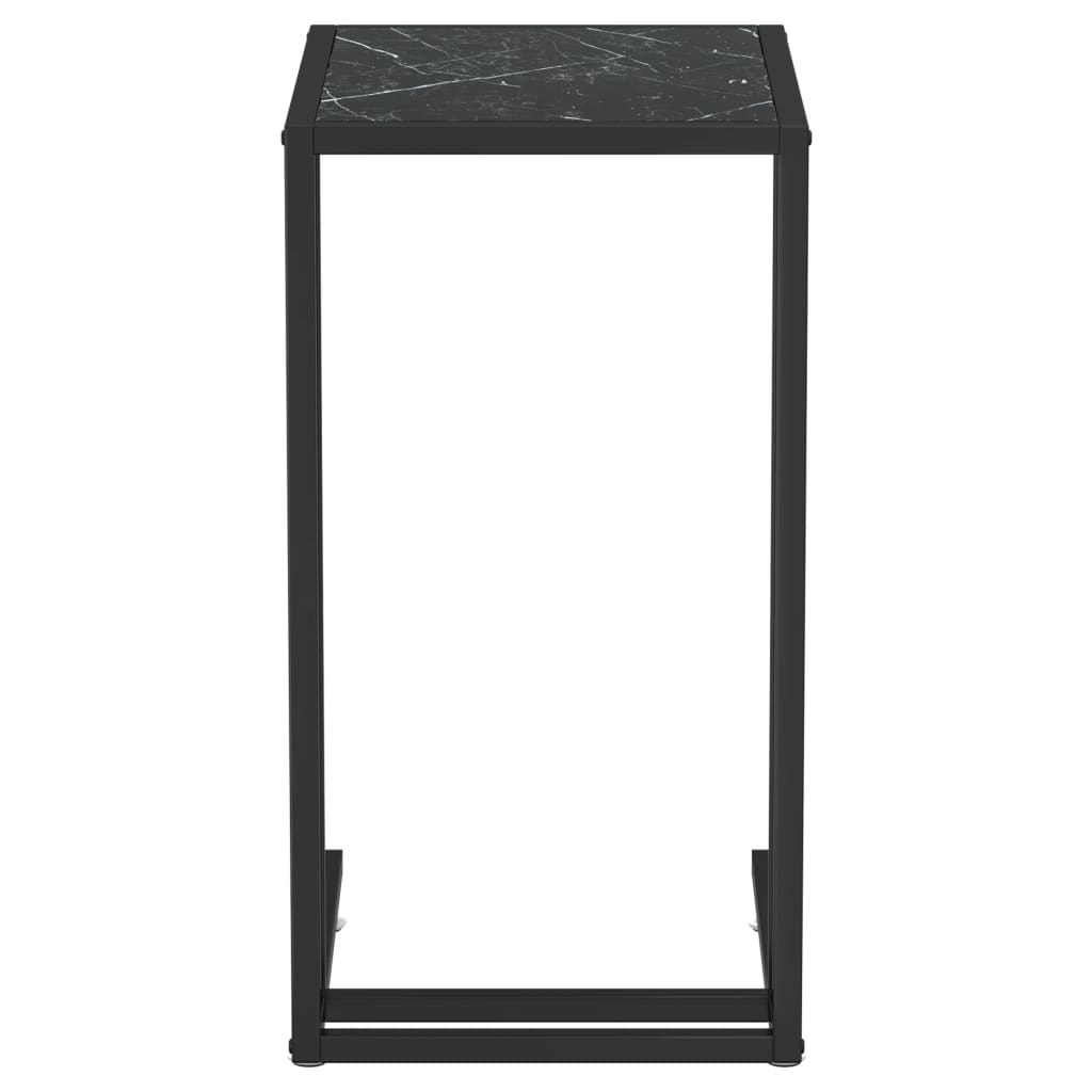 vidaXL Computer Side Table Accent C Shaped End Table Marble Tempered Glass-1