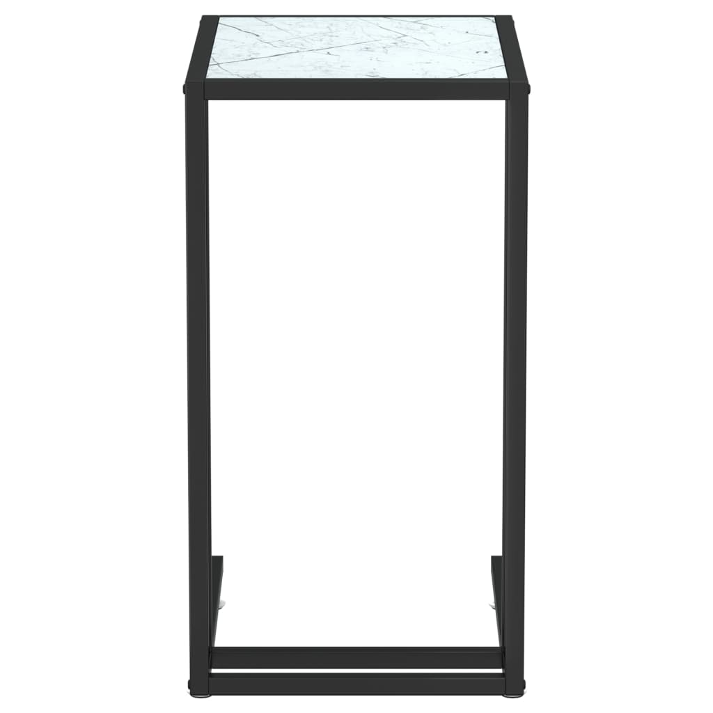 vidaXL Computer Side Table Accent C Shaped End Table Marble Tempered Glass-17