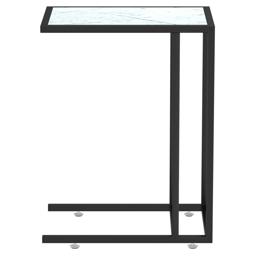 vidaXL Computer Side Table Accent C Shaped End Table Marble Tempered Glass-20