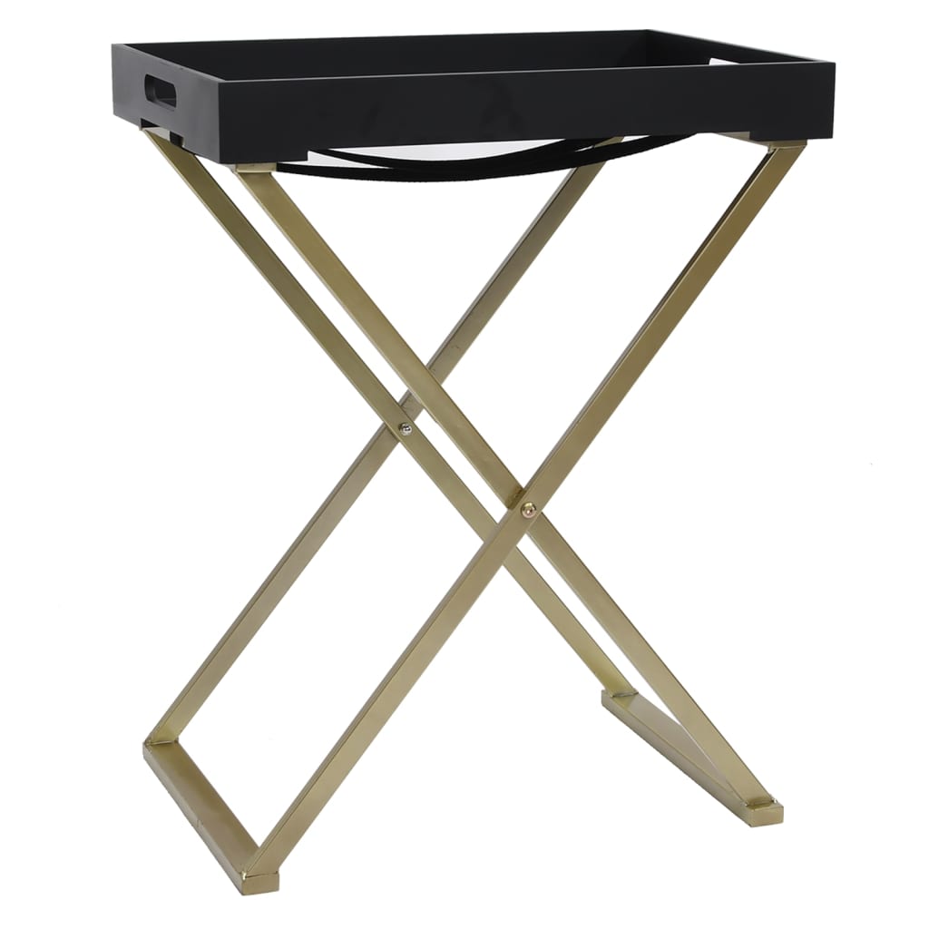 vidaXL Folding Table Accent Foldable End Table with Iron Frame Gold and MDF-14