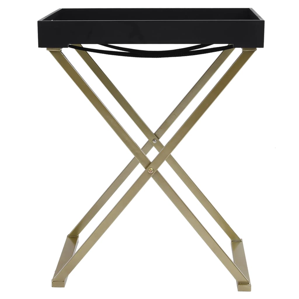 vidaXL Folding Table Accent Foldable End Table with Iron Frame Gold and MDF-3