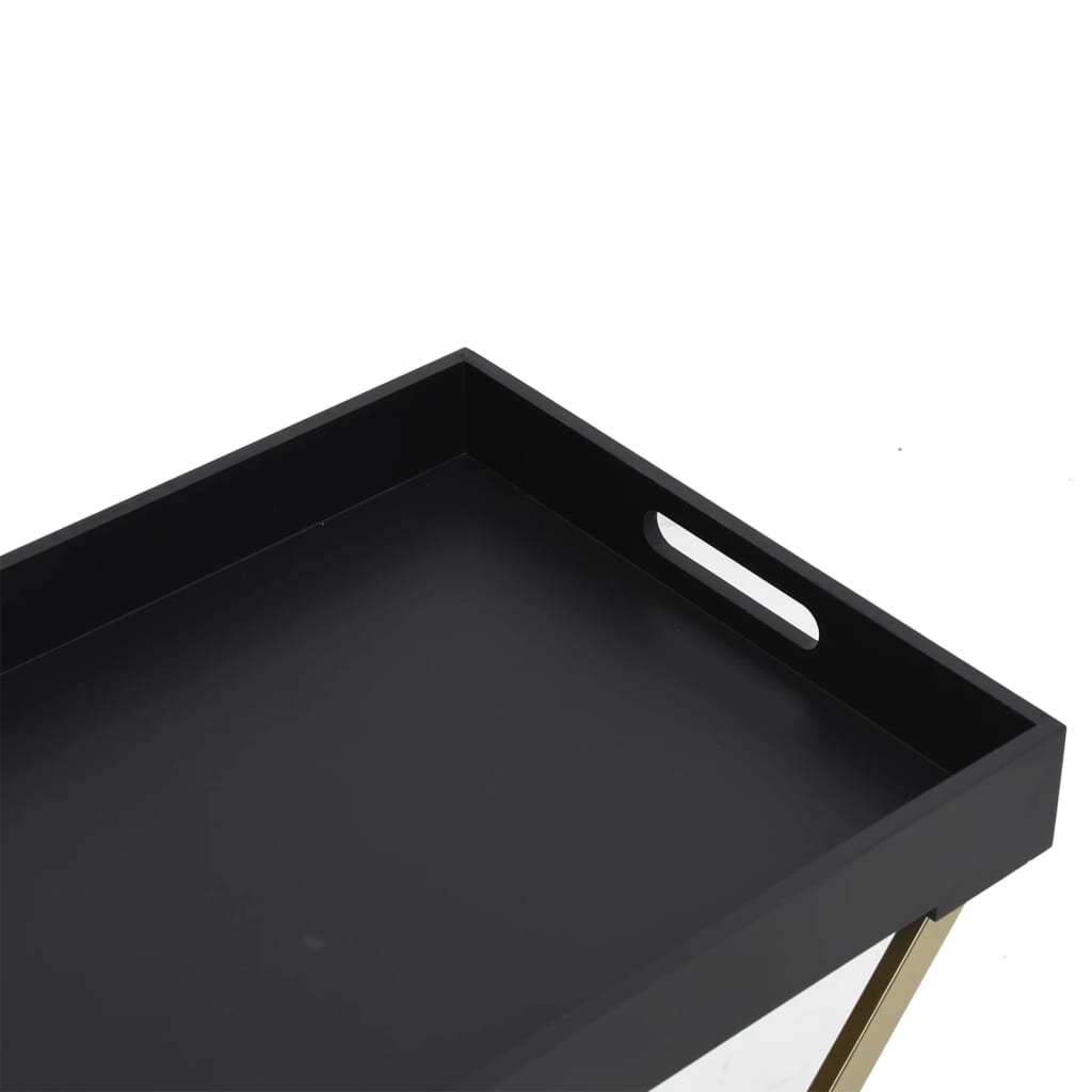 vidaXL Folding Table Accent Foldable End Table with Iron Frame Gold and MDF-9