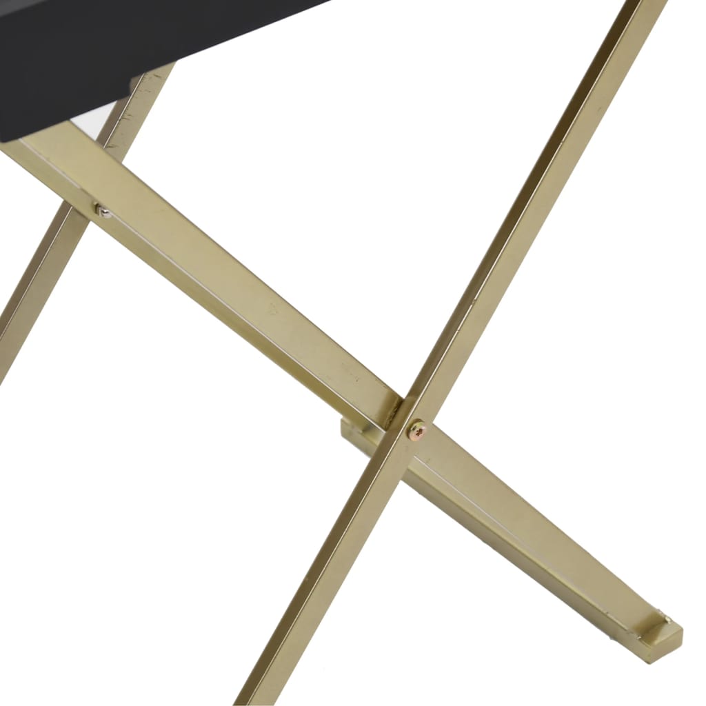vidaXL Folding Table Accent Foldable End Table with Iron Frame Gold and MDF-11