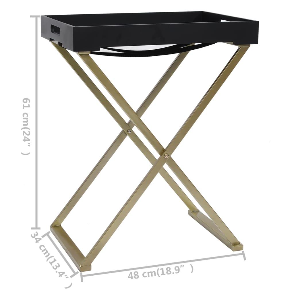 vidaXL Folding Table Accent Foldable End Table with Iron Frame Gold and MDF-1